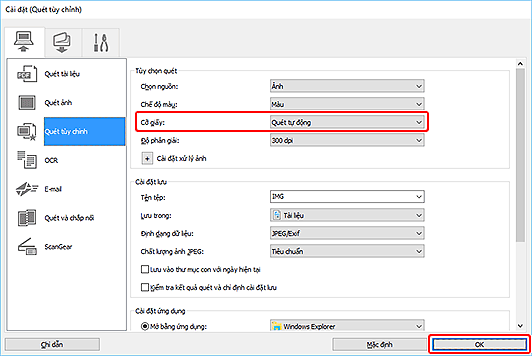 hình: Hộp thoại Cài đặt